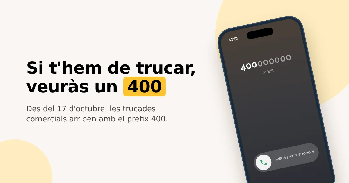 Mòbil rebent una trucada amb el prefix 400